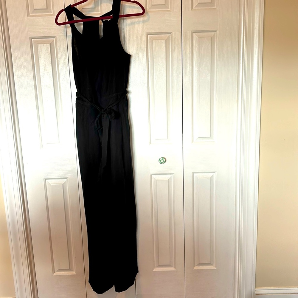 Loft linen blend tie front jumpsuit